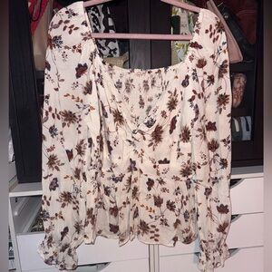 Francesca’s Long Sleeve Floral Blouse